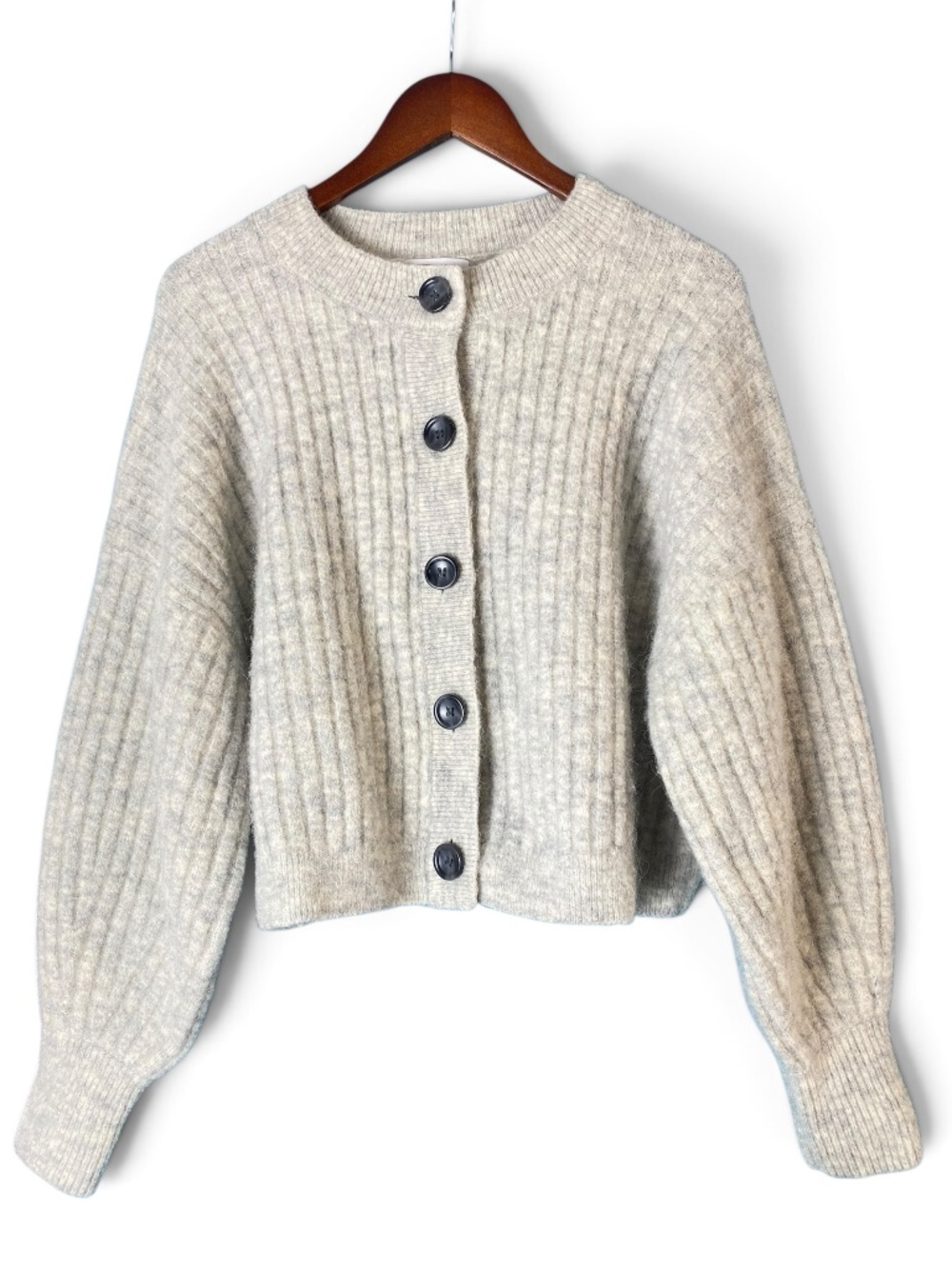 & Other Stories Oversized Ribbed Wool Alpaca Cardigan Gray Size Small